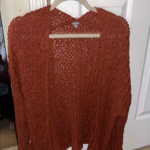 Charlotte Russe Rust Open-Knit Cardigan
